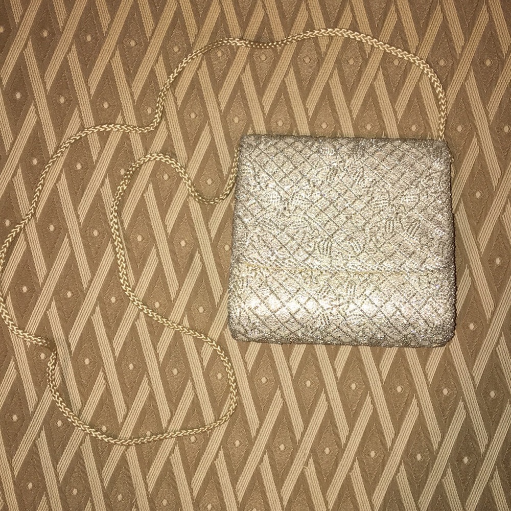 Handmade vintage champagne gold evening bag